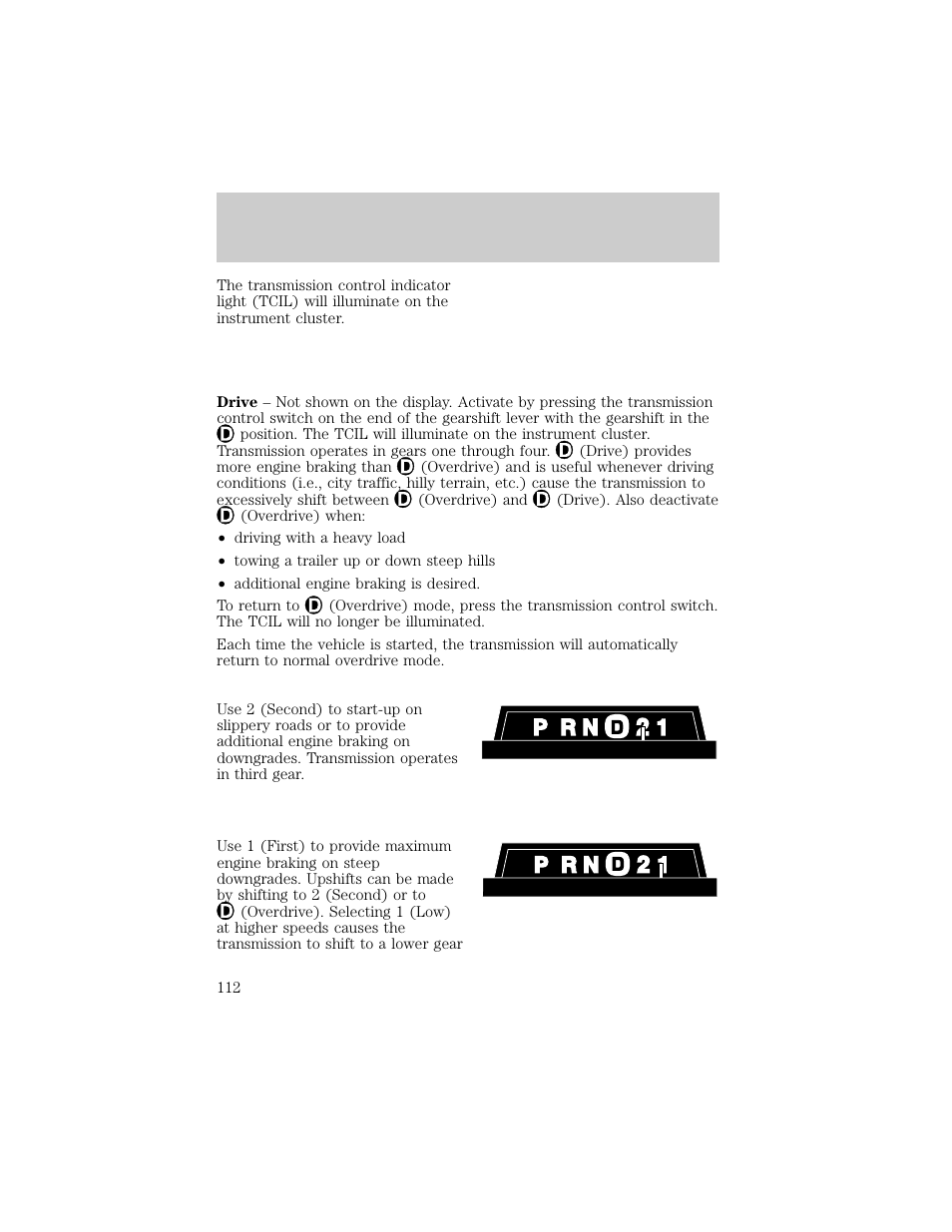 O/d off, Driving | FORD 1998 Explorer User Manual | Page 112 / 210
