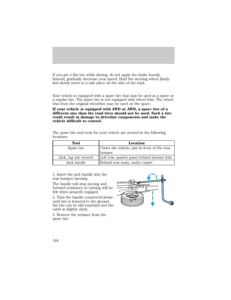 Roadside emergencies | FORD 1998 Explorer User Manual | Page 144 / 210