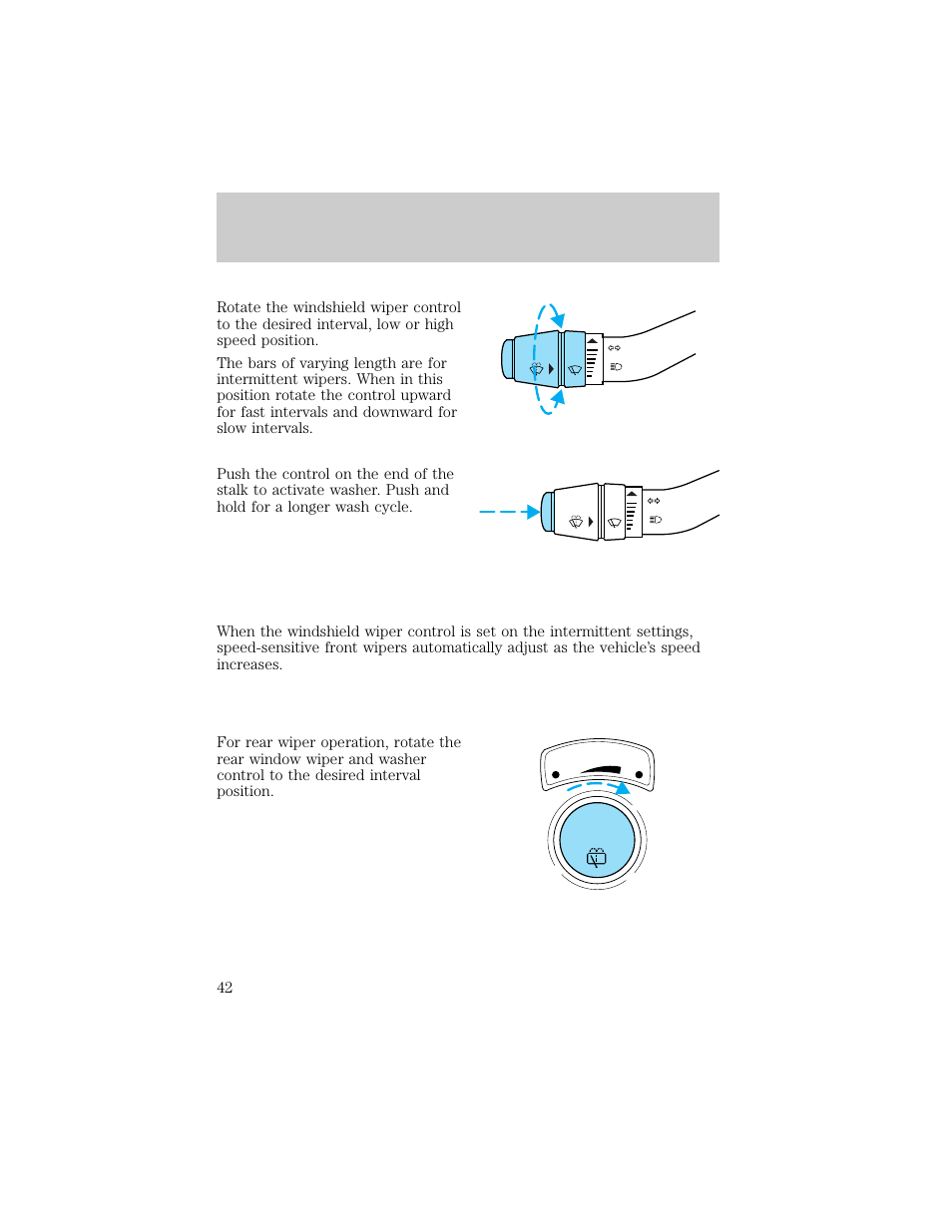 Controls and features, Push | FORD 1998 Explorer User Manual | Page 42 / 210