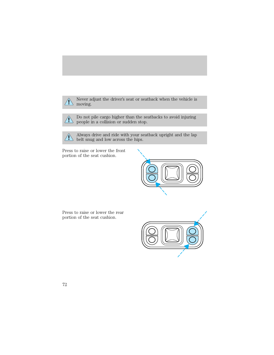 Seating and safety restraints | FORD 1998 Explorer User Manual | Page 72 / 210