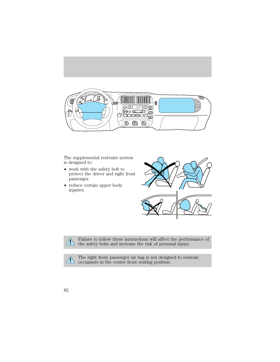 Seating and safety restraints, Rpm x 1000, Km/h | Hi lo off | FORD 1998 Explorer User Manual | Page 82 / 210