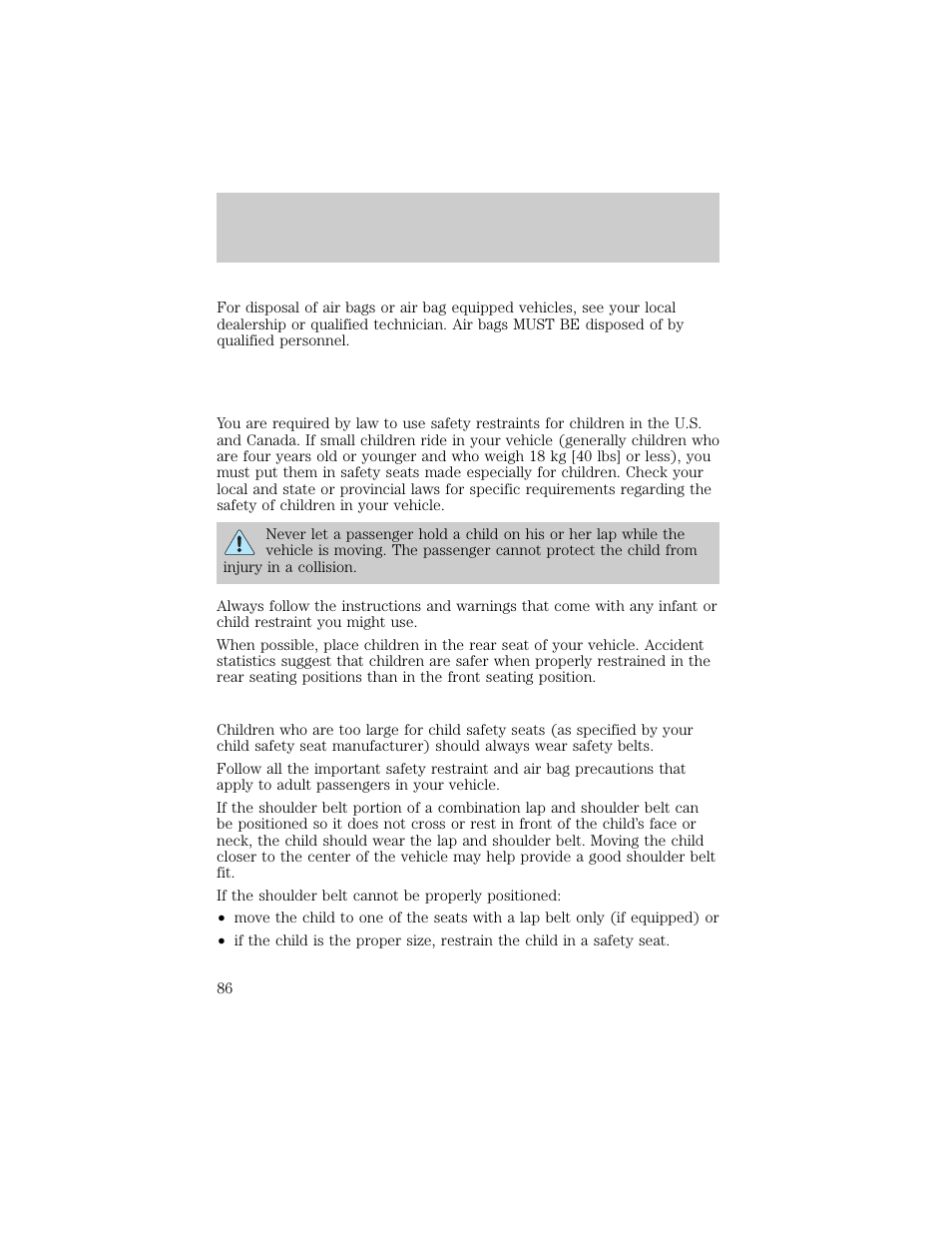 Seating and safety restraints | FORD 1998 Explorer User Manual | Page 86 / 210