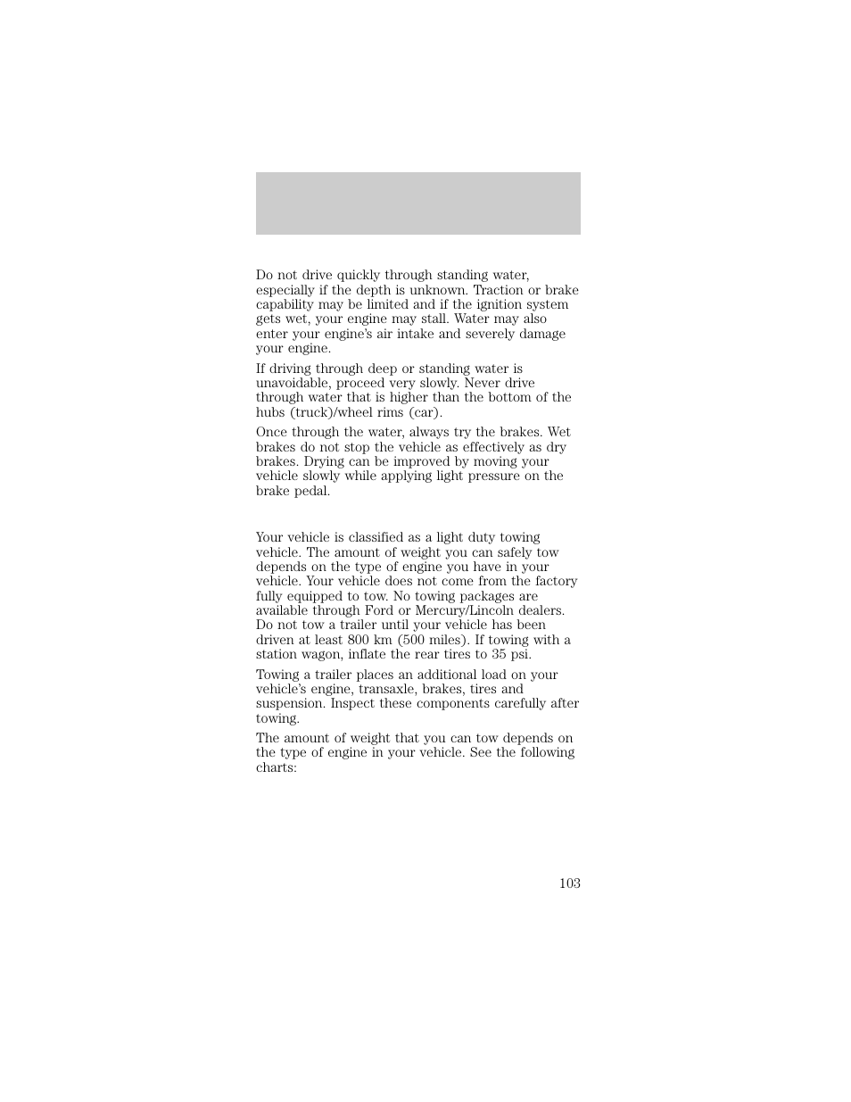 Driving | FORD 1998 Taurus User Manual | Page 103 / 192