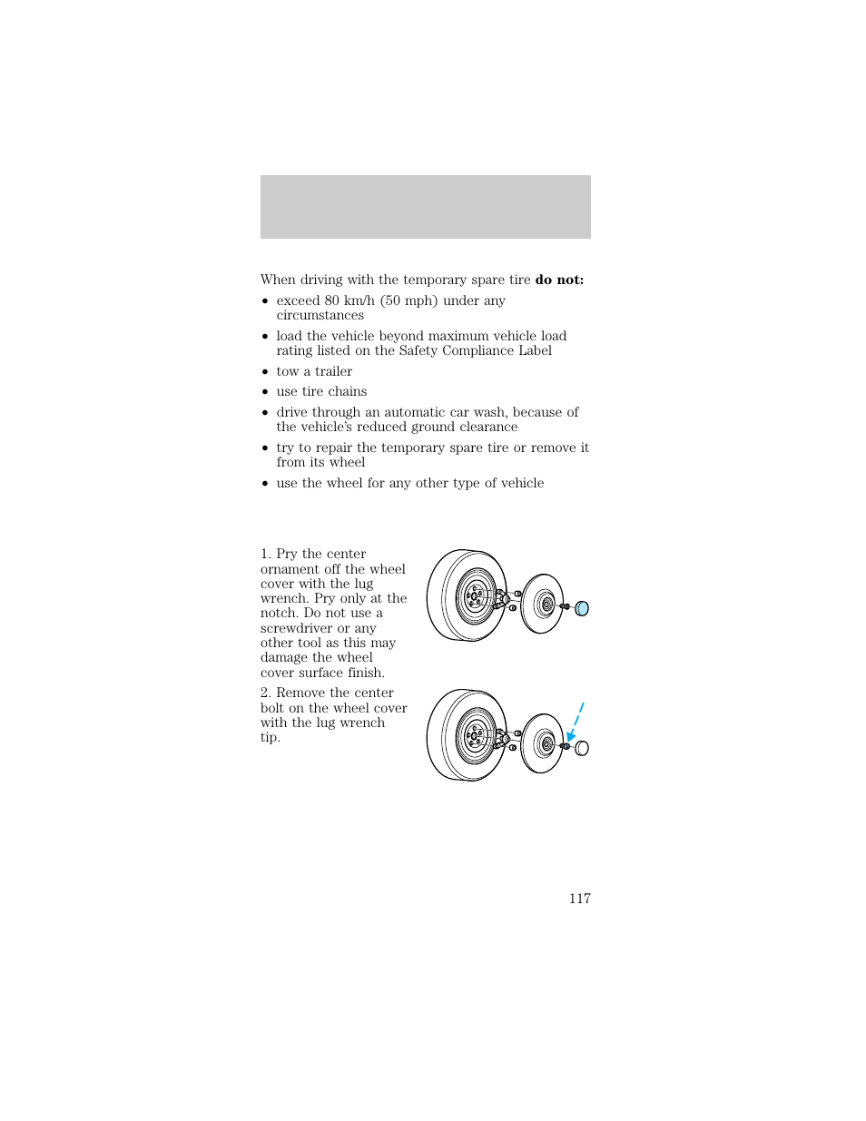 Roadside emergencies | FORD 1998 Taurus User Manual | Page 117 / 192