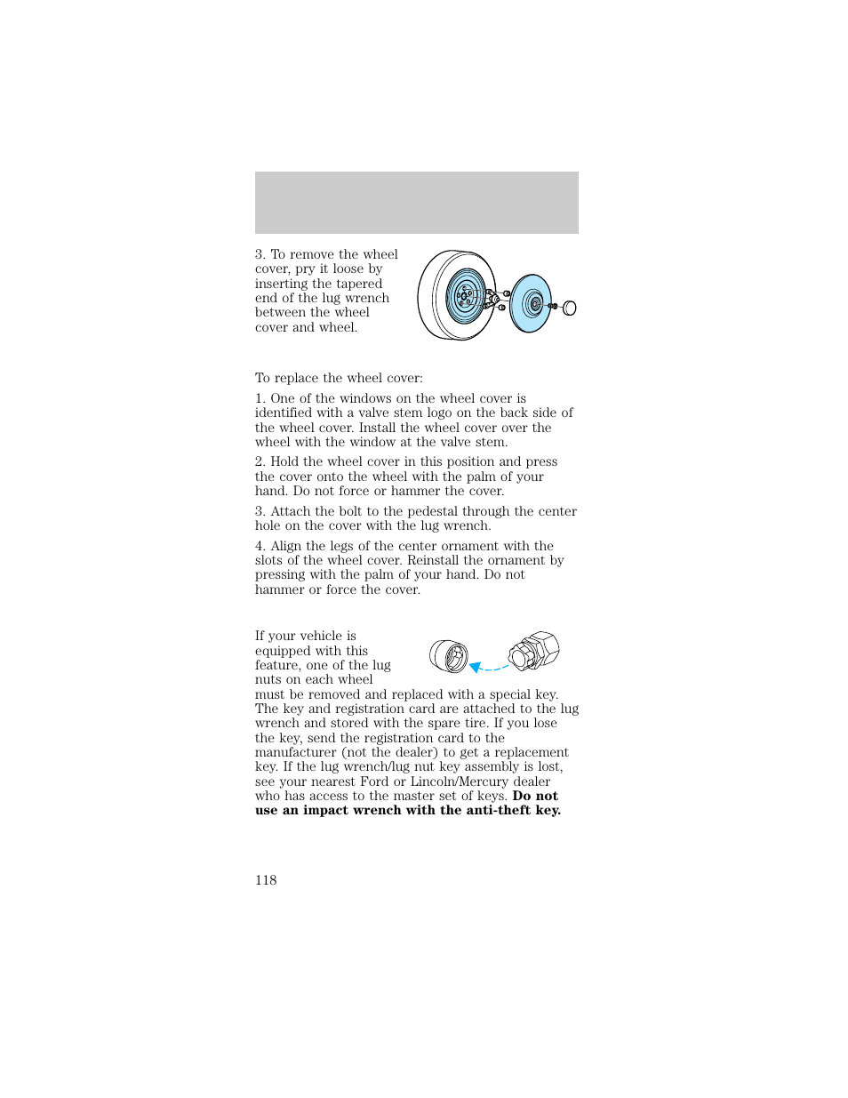 Roadside emergencies | FORD 1998 Taurus User Manual | Page 118 / 192