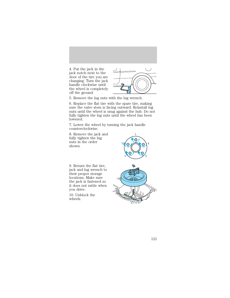 Roadside emergencies | FORD 1998 Taurus User Manual | Page 121 / 192