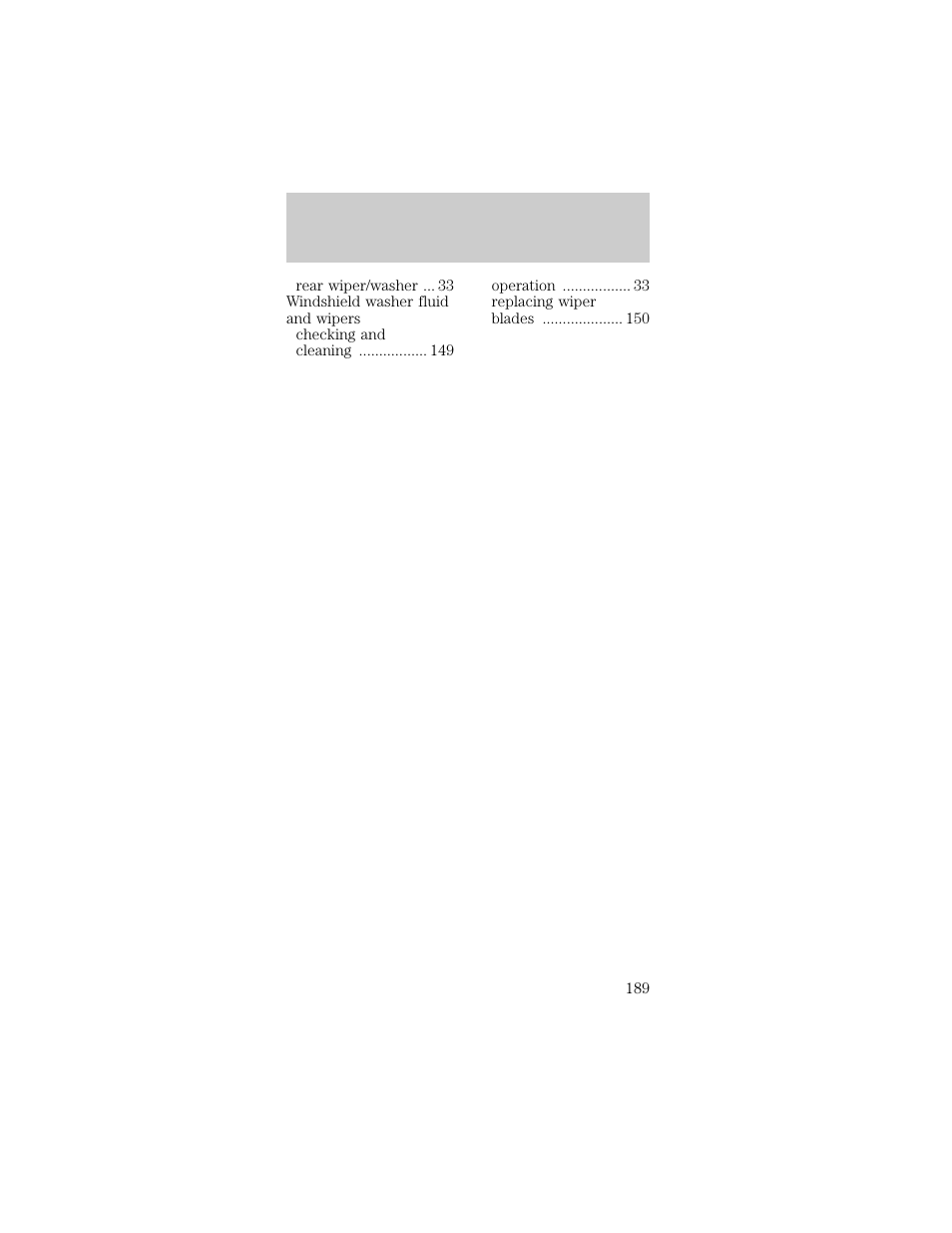Index | FORD 1998 Taurus User Manual | Page 189 / 192
