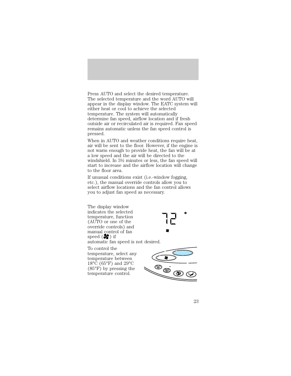 Controls and features, Auto fan | FORD 1998 Taurus User Manual | Page 23 / 192