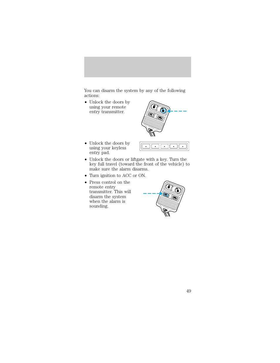Controls and features | FORD 1998 Taurus User Manual | Page 49 / 192