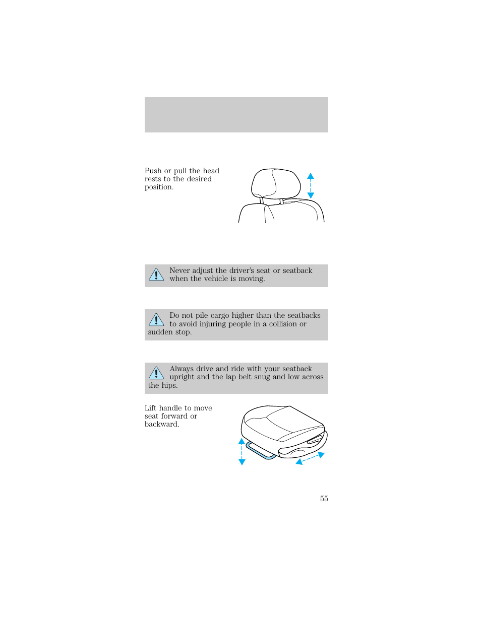 Seating and safety restraints | FORD 1998 Taurus User Manual | Page 55 / 192