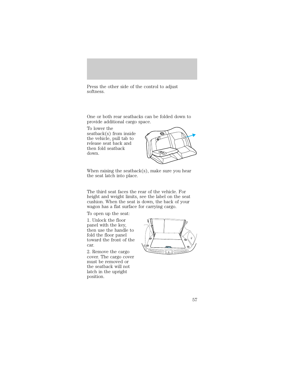Seating and safety restraints | FORD 1998 Taurus User Manual | Page 57 / 192