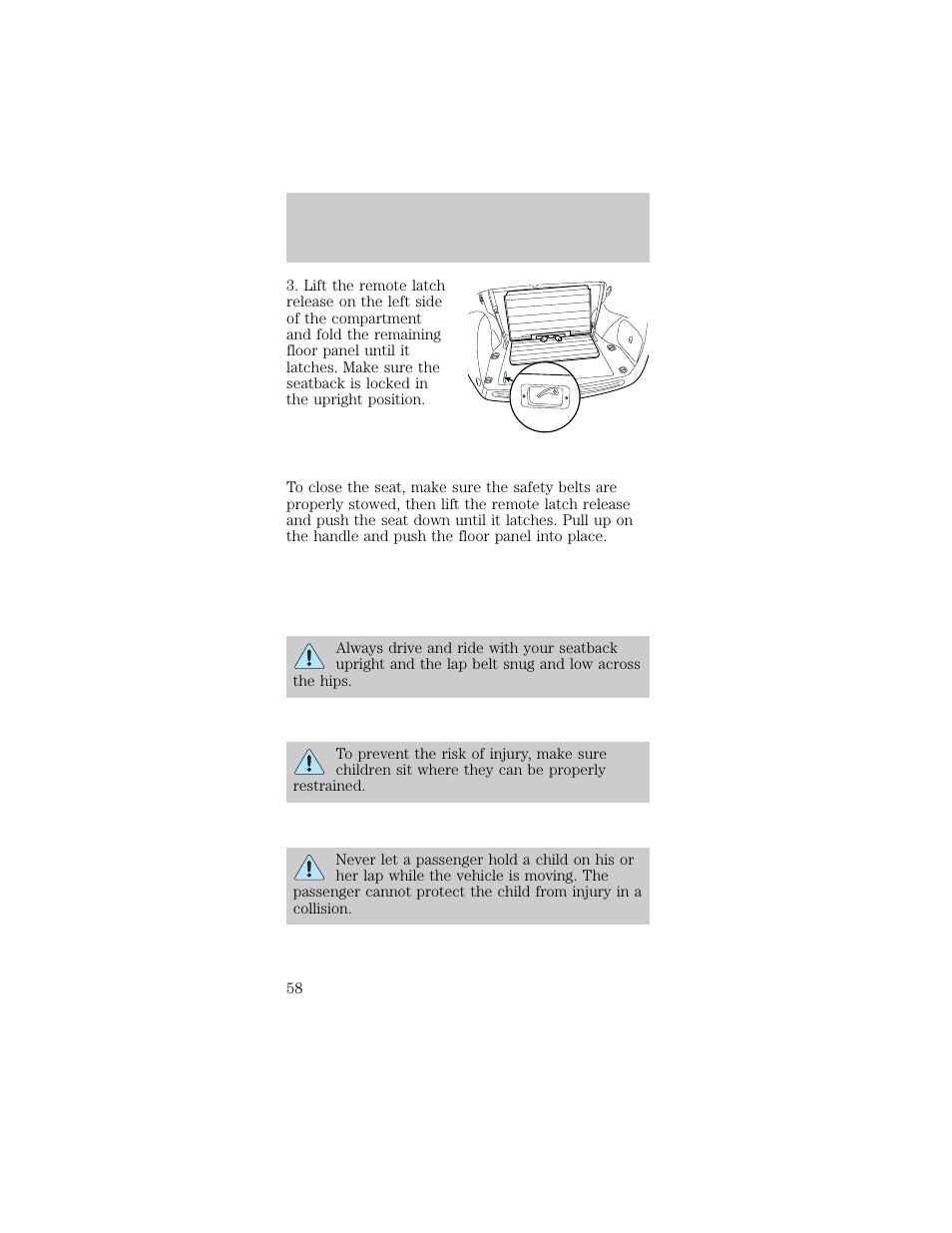 Seating and safety restraints | FORD 1998 Taurus User Manual | Page 58 / 192