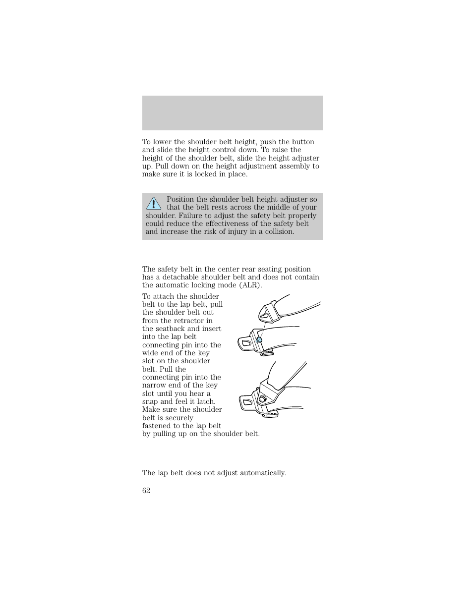 Seating and safety restraints | FORD 1998 Taurus User Manual | Page 62 / 192