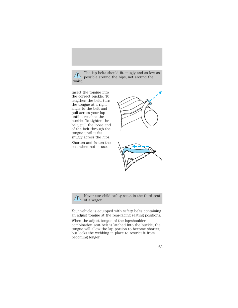 Seating and safety restraints | FORD 1998 Taurus User Manual | Page 63 / 192