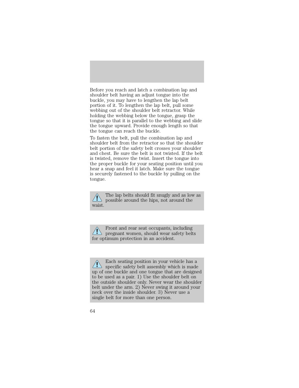 Seating and safety restraints | FORD 1998 Taurus User Manual | Page 64 / 192