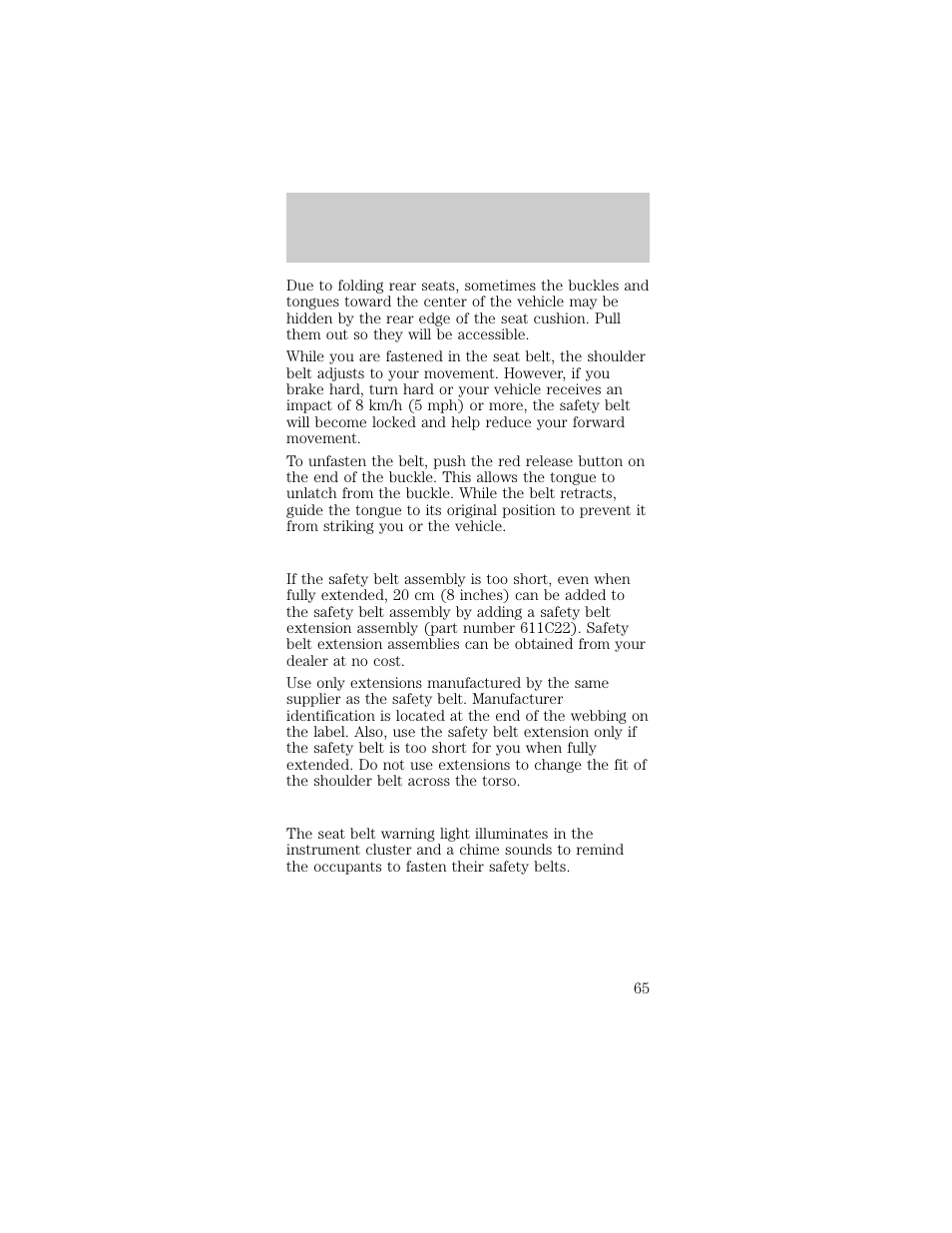 Seating and safety restraints | FORD 1998 Taurus User Manual | Page 65 / 192