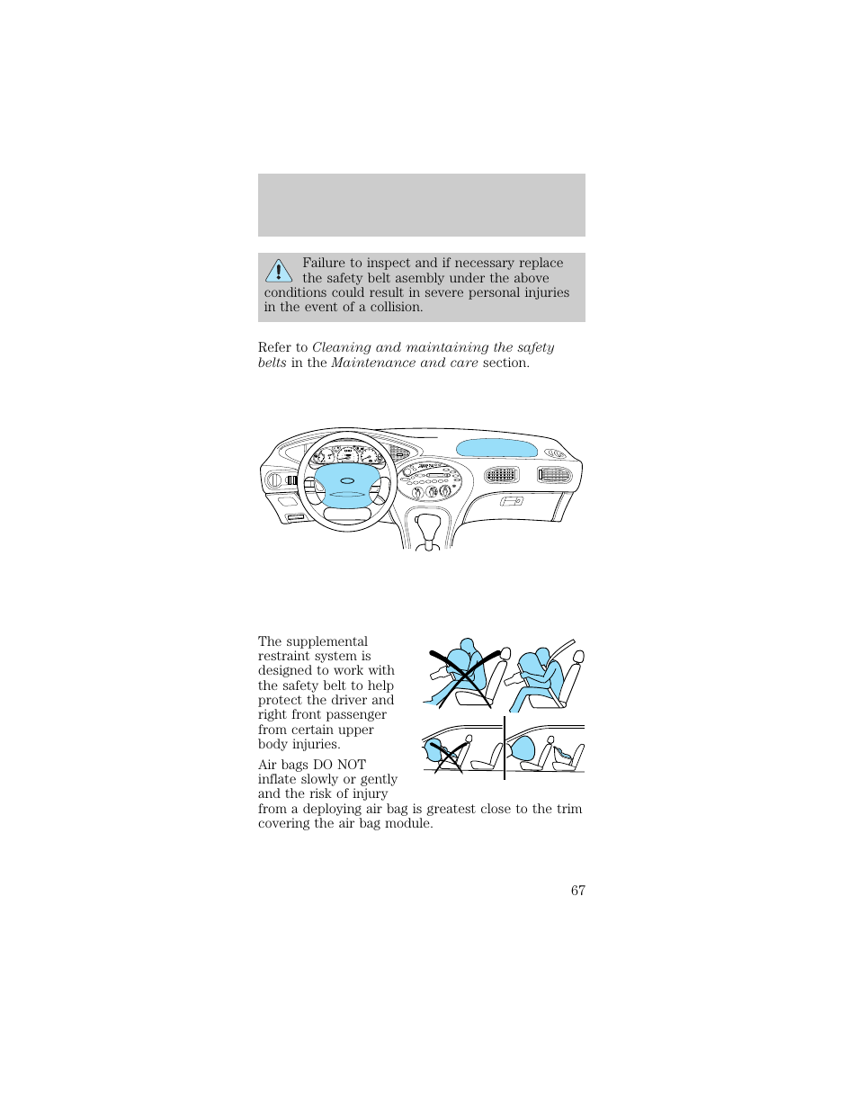 Seating and safety restraints | FORD 1998 Taurus User Manual | Page 67 / 192