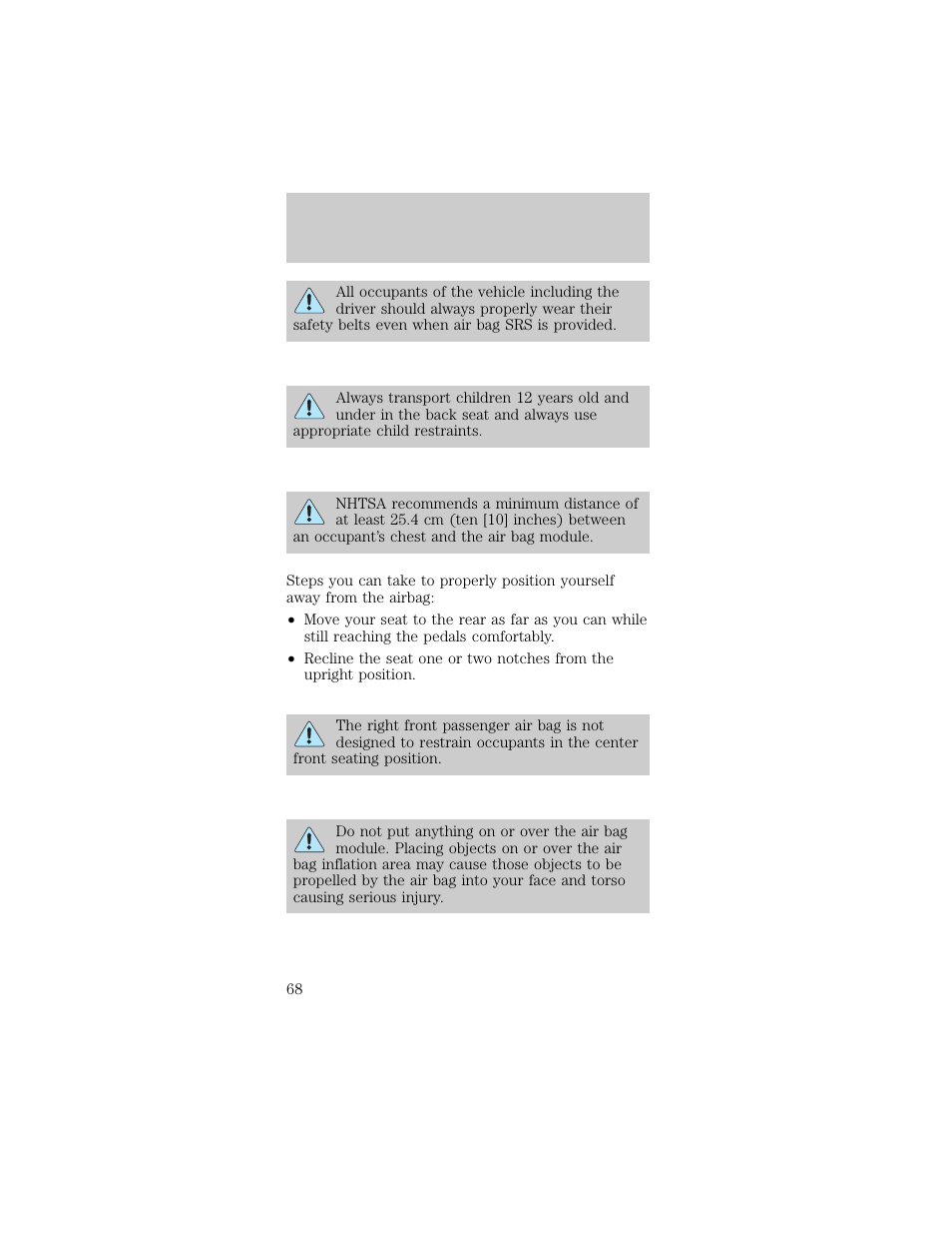 Seating and safety restraints | FORD 1998 Taurus User Manual | Page 68 / 192