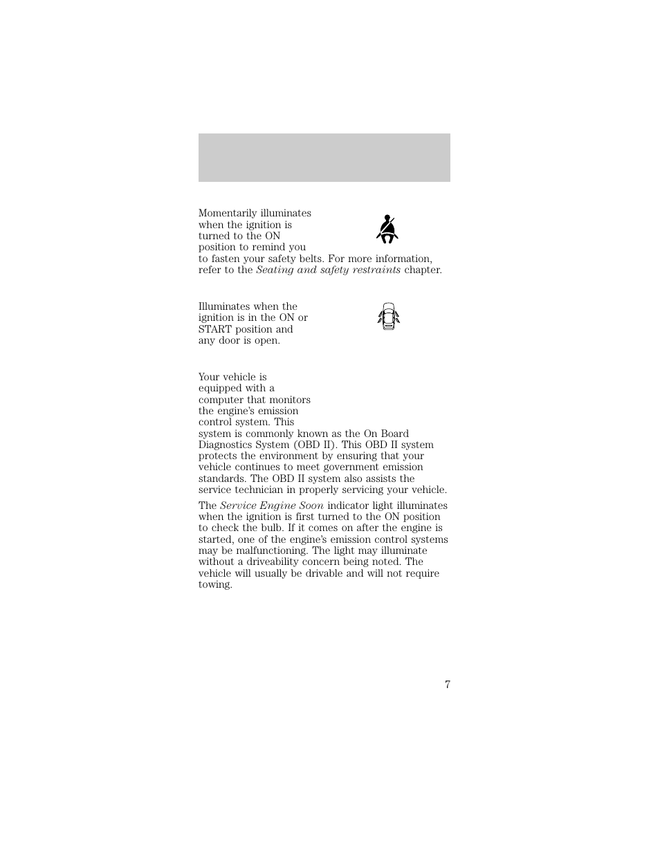 Instrumentation | FORD 1998 Taurus User Manual | Page 7 / 192