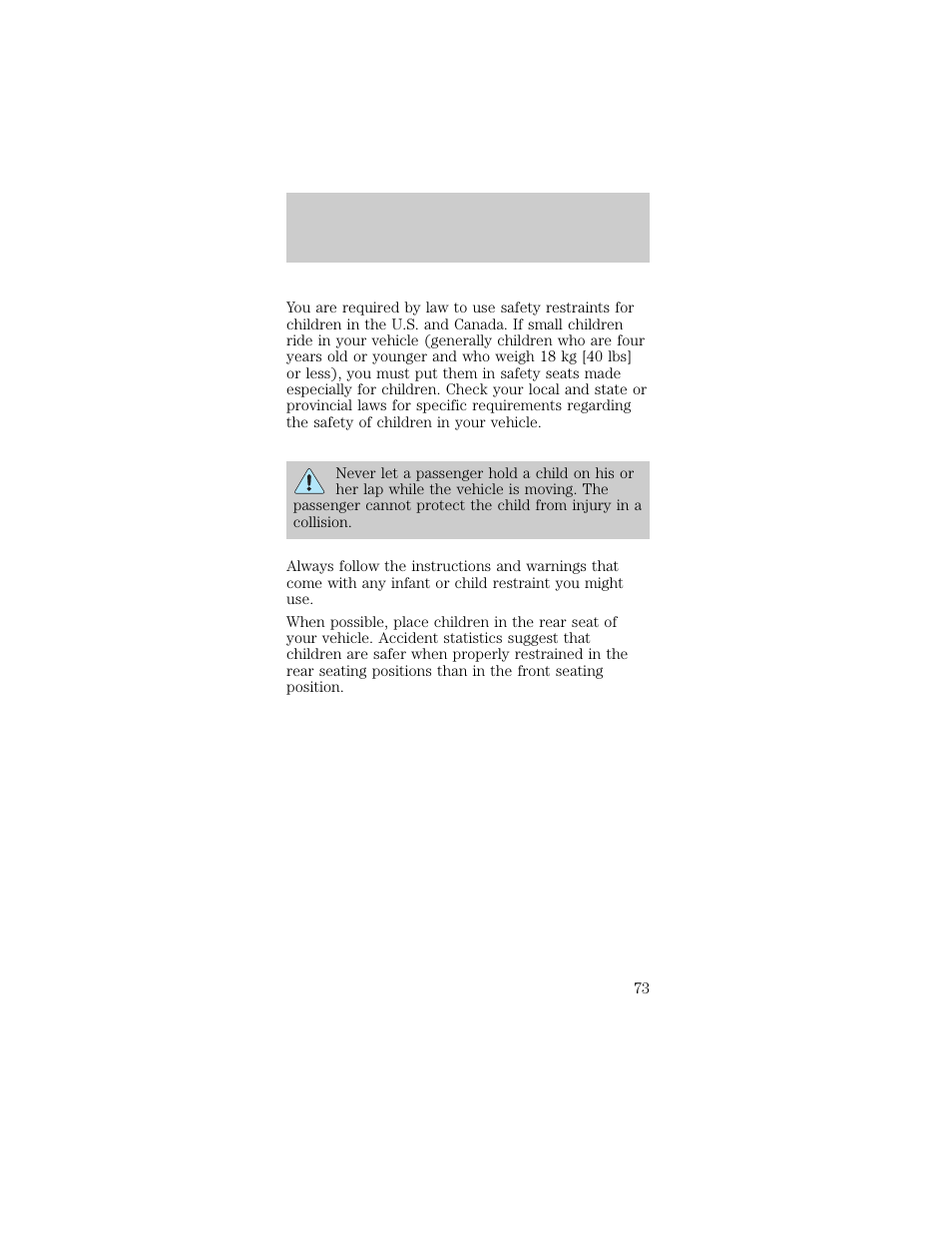 Seating and safety restraints | FORD 1998 Taurus User Manual | Page 73 / 192