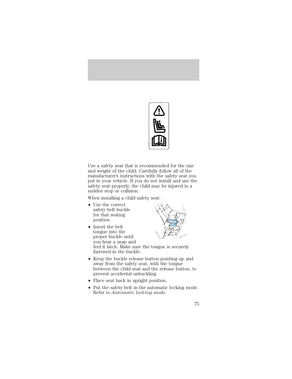 Seating and safety restraints | FORD 1998 Taurus User Manual | Page 75 / 192