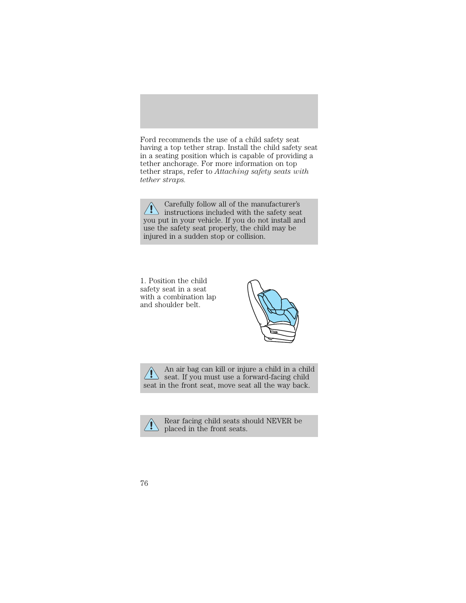 Seating and safety restraints | FORD 1998 Taurus User Manual | Page 76 / 192