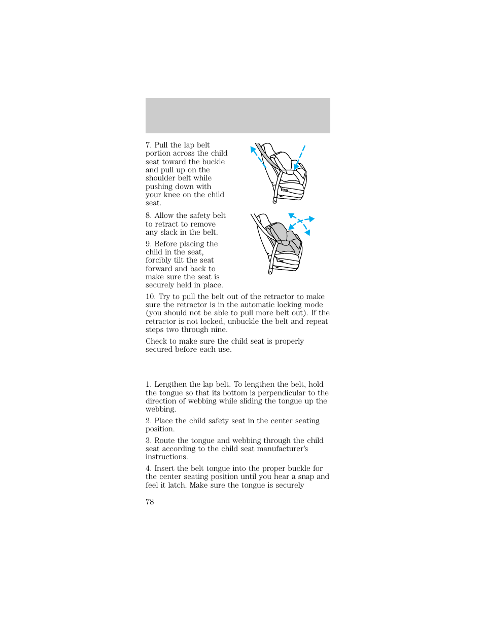 Seating and safety restraints | FORD 1998 Taurus User Manual | Page 78 / 192