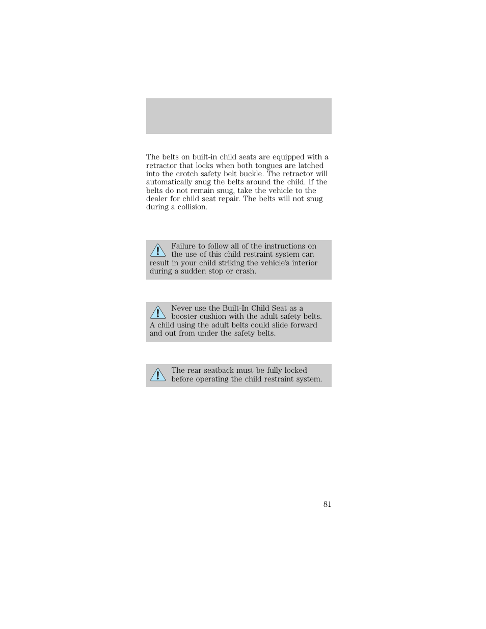 Seating and safety restraints | FORD 1998 Taurus User Manual | Page 81 / 192