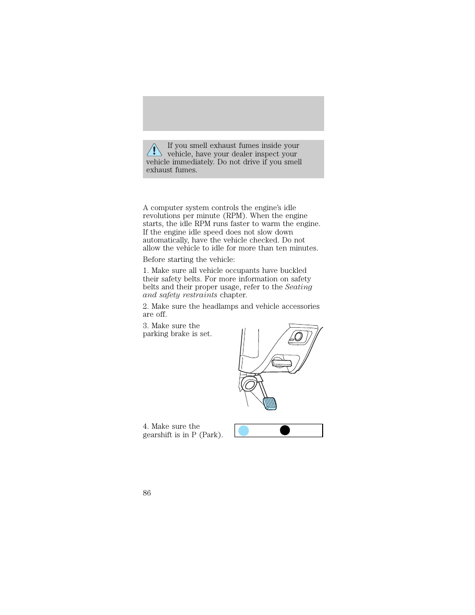 Starting | FORD 1998 Taurus User Manual | Page 86 / 192