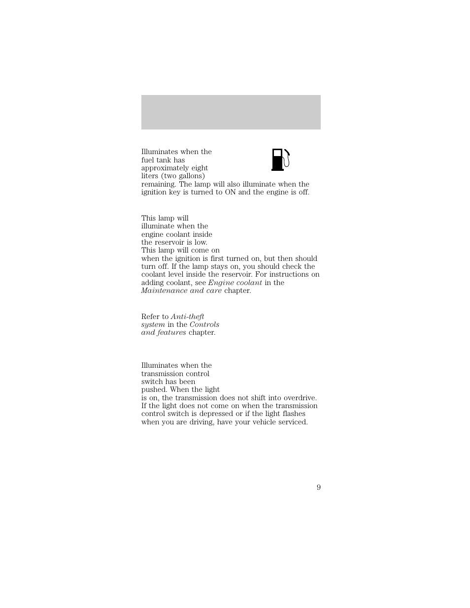 Instrumentation | FORD 1998 Taurus User Manual | Page 9 / 192