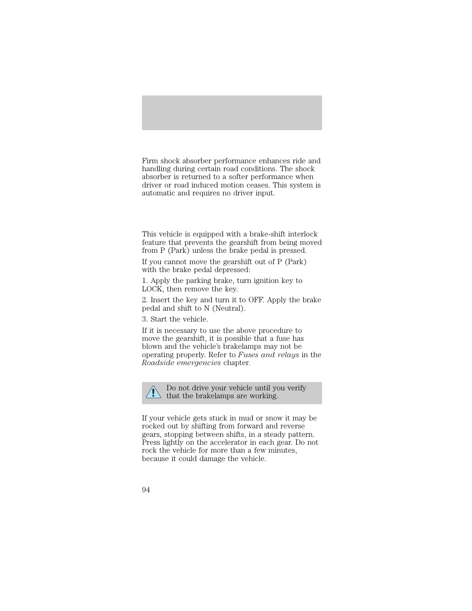 Driving | FORD 1998 Taurus User Manual | Page 94 / 192