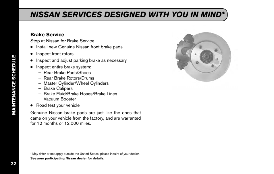 Nissan services designed with you in mind | NISSAN 2011 Versa Hatchback - Service & Maintenance Guide User Manual | Page 24 / 59