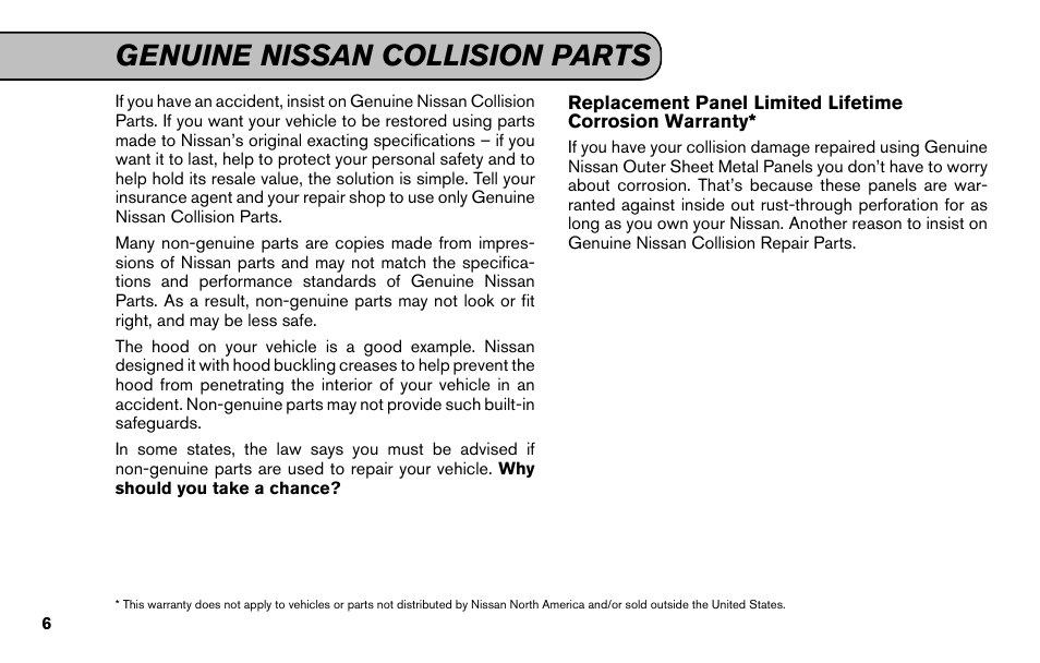 Genuine nissan collision parts | NISSAN 2011 Versa Hatchback - Service & Maintenance Guide User Manual | Page 8 / 59