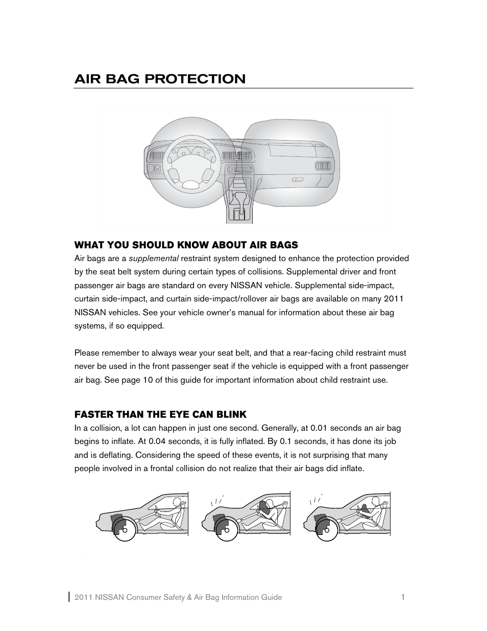 Air bag protection | NISSAN 2011 Versa Hatchback - Consumer Safety & Air Bag Information Guide User Manual | Page 2 / 19