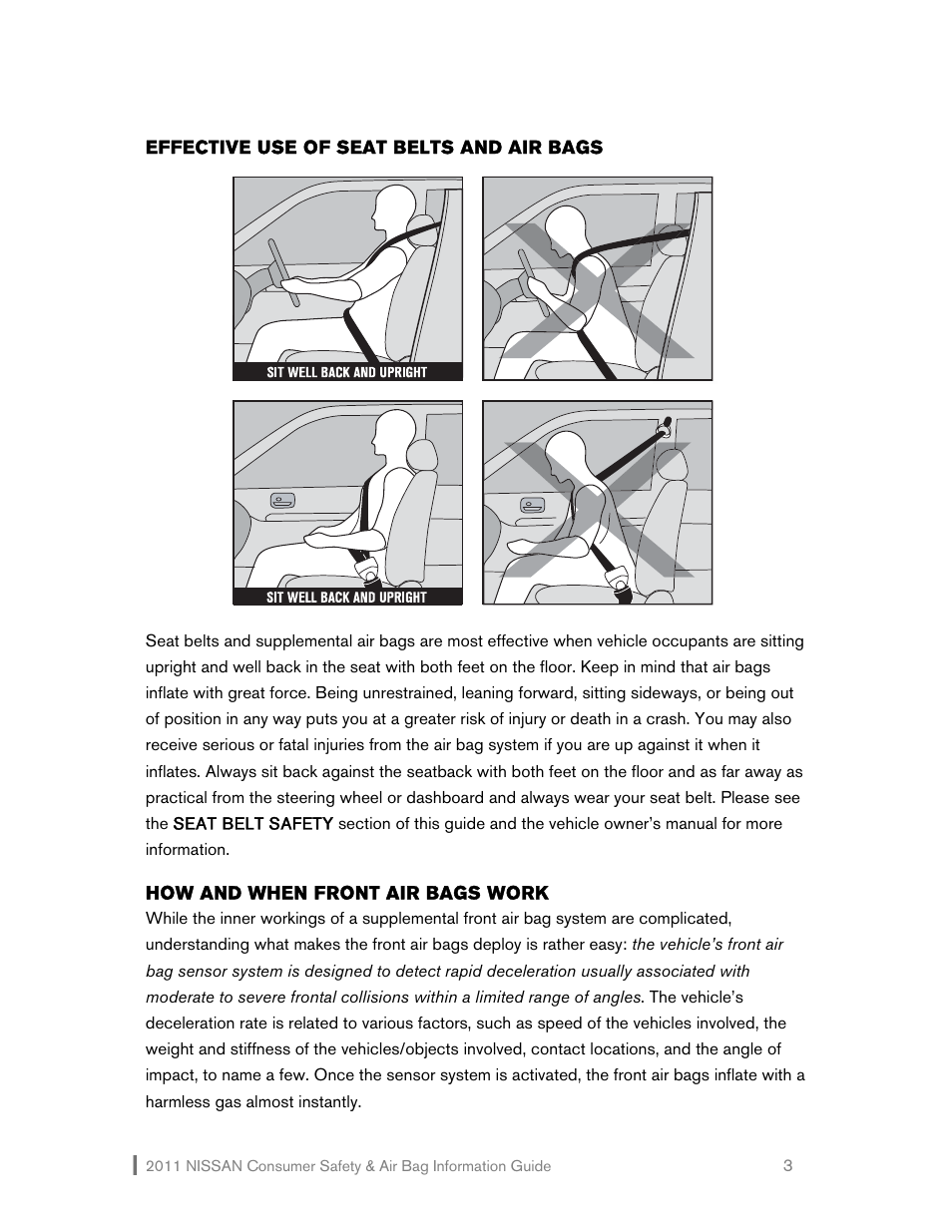 NISSAN 2011 Versa Hatchback - Consumer Safety & Air Bag Information Guide User Manual | Page 4 / 19