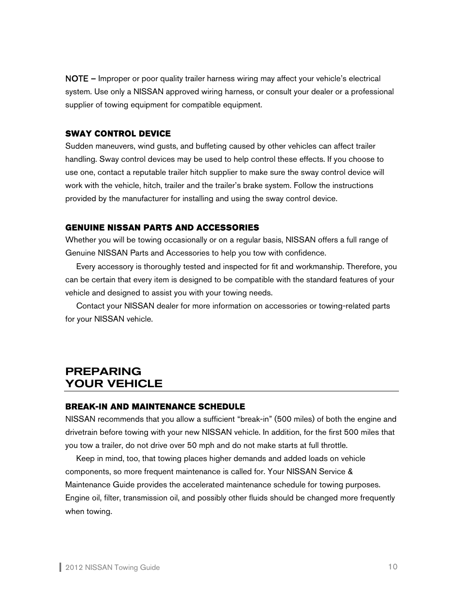 Preparing your vehicle | NISSAN 2012 Versa Hatchback - Towing Guide User Manual | Page 11 / 27