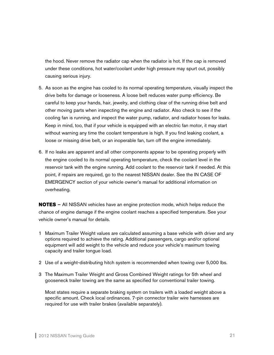 NISSAN 2012 Versa Hatchback - Towing Guide User Manual | Page 22 / 27