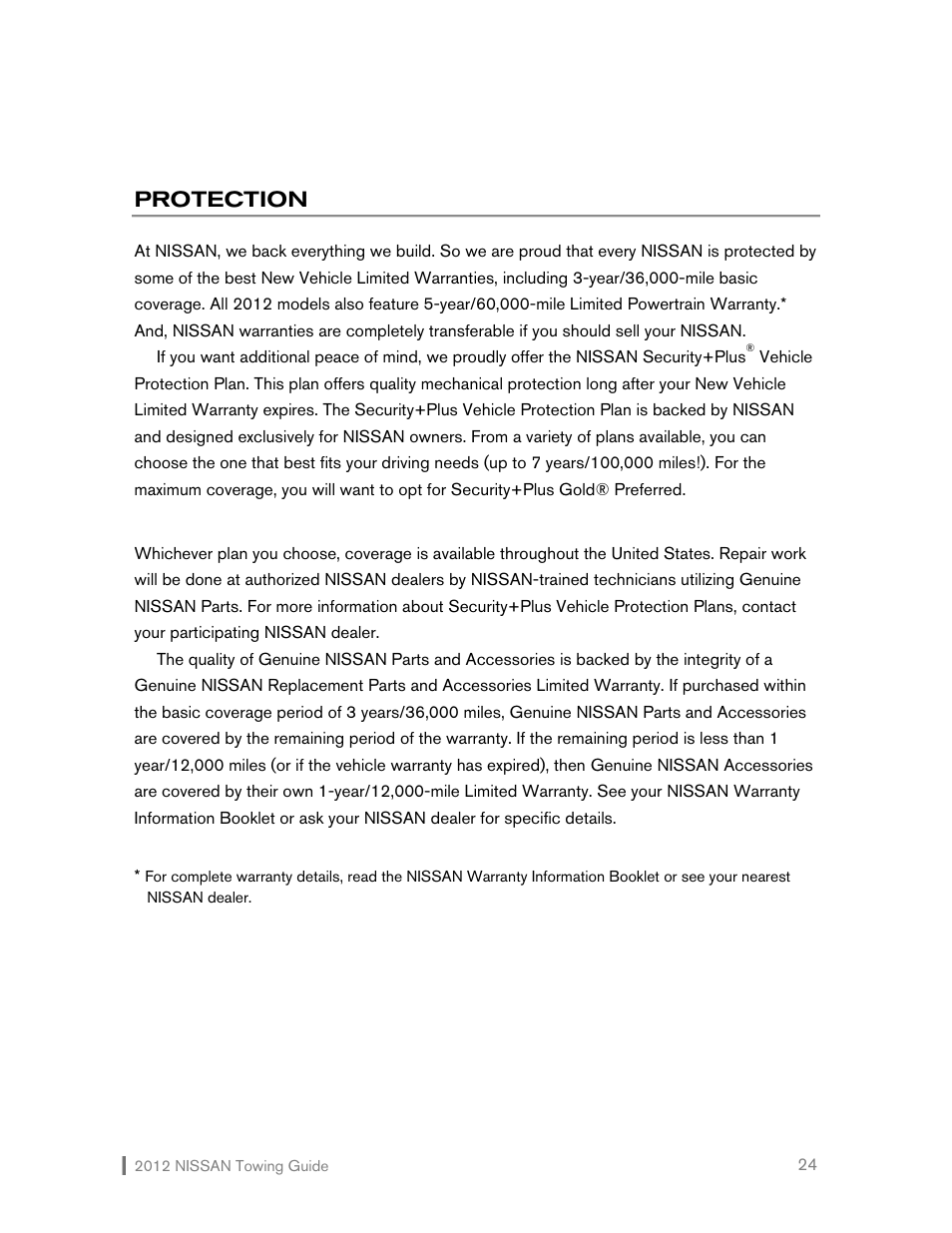 Protection | NISSAN 2012 Versa Hatchback - Towing Guide User Manual | Page 25 / 27