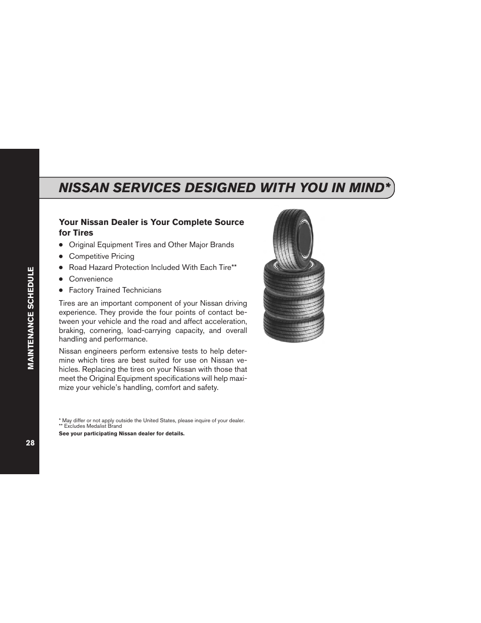 Nissan services designed with you in mind | NISSAN 2012 Versa Hatchback - Service & Maintenance Guide User Manual | Page 30 / 60