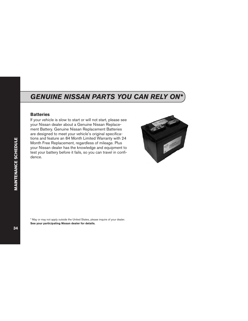 Genuine nissan parts you can rely on | NISSAN 2012 Versa Hatchback - Service & Maintenance Guide User Manual | Page 36 / 60