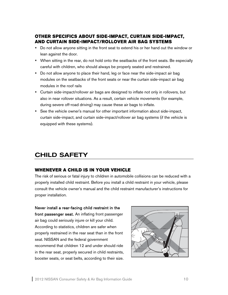 Child safety | NISSAN 2012 Versa Hatchback - Consumer Safety & Air Bag Information Guide User Manual | Page 11 / 19