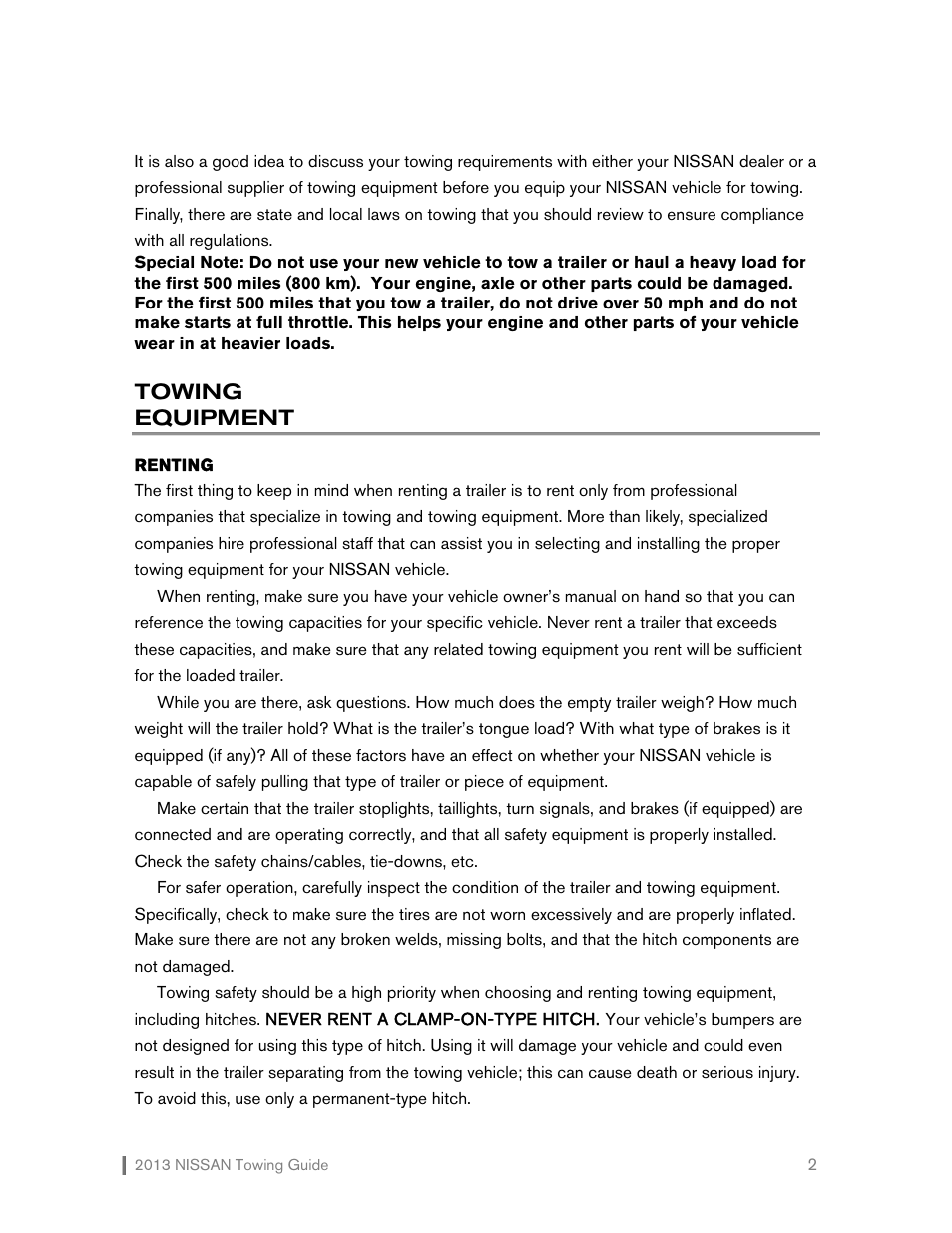 Towing equipment | NISSAN 2013 Pathfinder - Towing Guide User Manual | Page 3 / 27