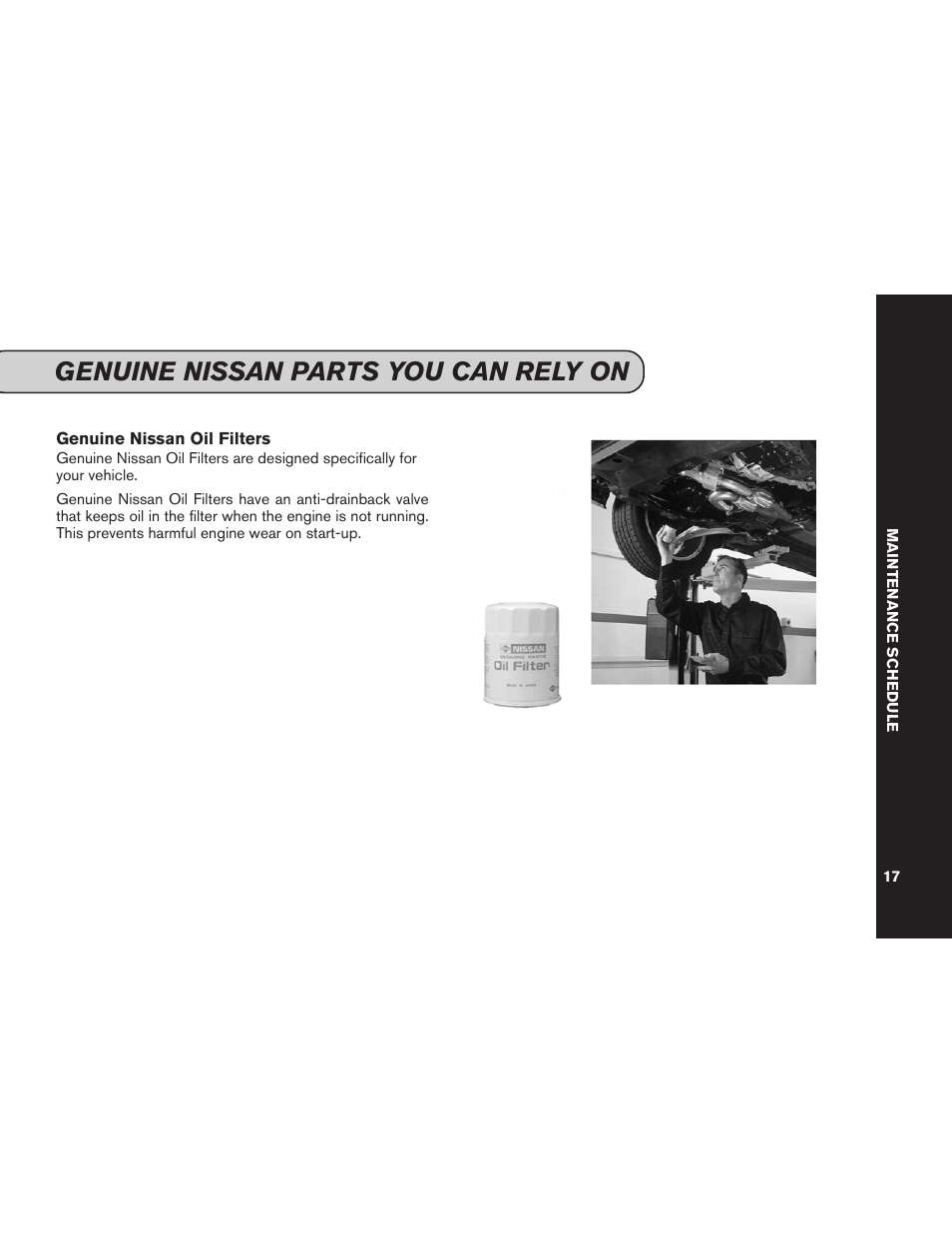 Genuine nissan parts you can rely on ,19,21, Genuine nissan parts you can rely on | NISSAN 2013 Pathfinder - Service & Maintenance Guide User Manual | Page 19 / 61
