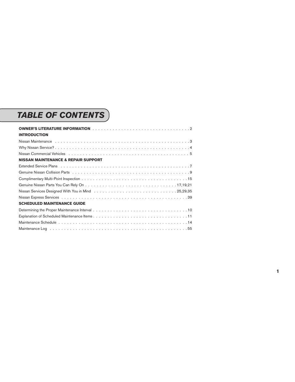 NISSAN 2013 Pathfinder - Service & Maintenance Guide User Manual | Page 3 / 61