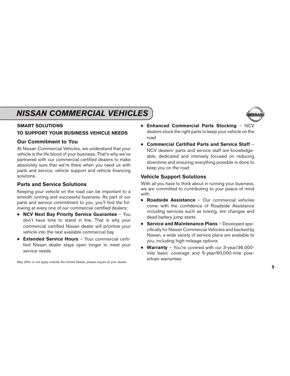 Nissan commercial vehicles | NISSAN 2013 Pathfinder - Service & Maintenance Guide User Manual | Page 7 / 61