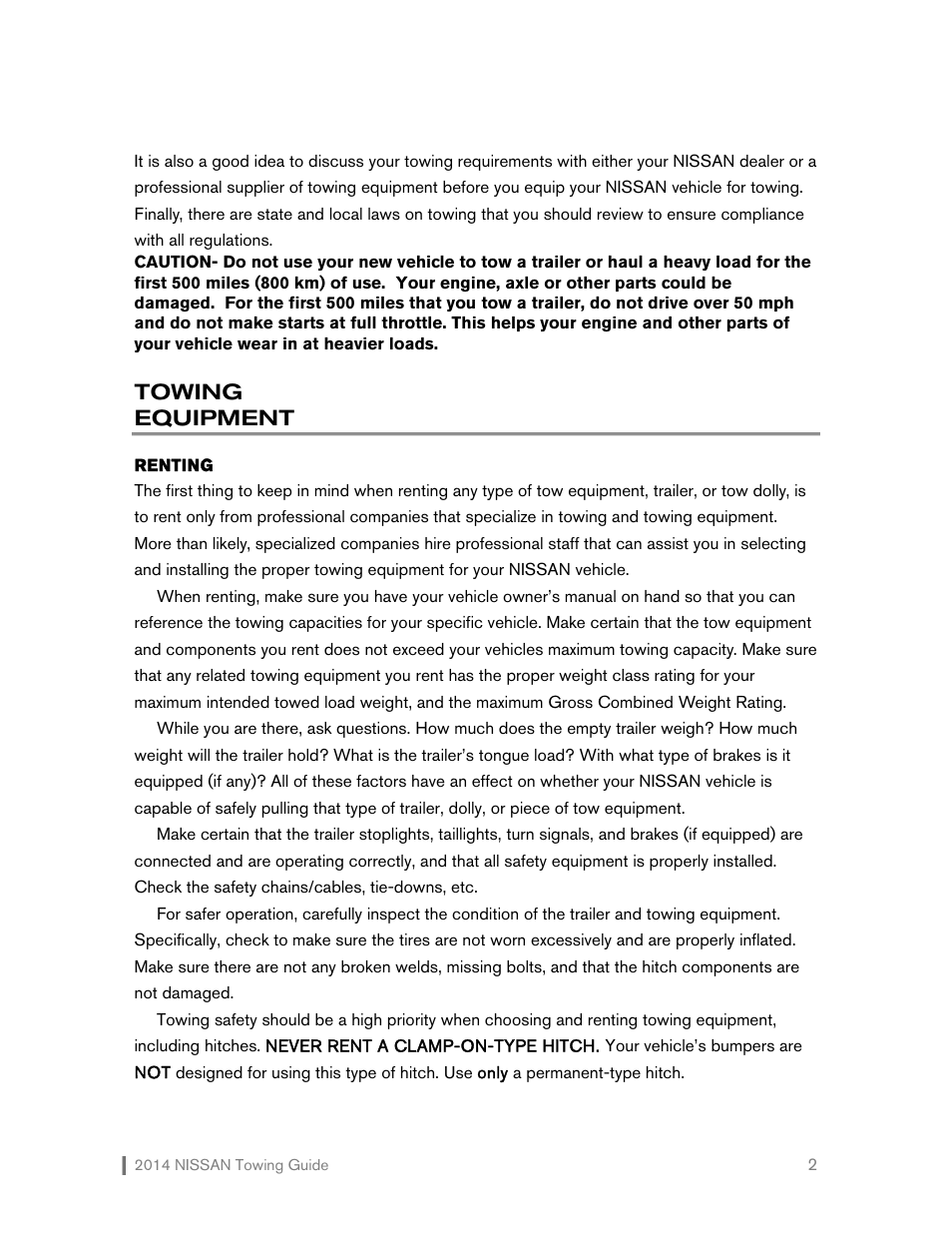 Towing equipment | NISSAN 2014 Versa Note - Towing Guide User Manual | Page 3 / 27