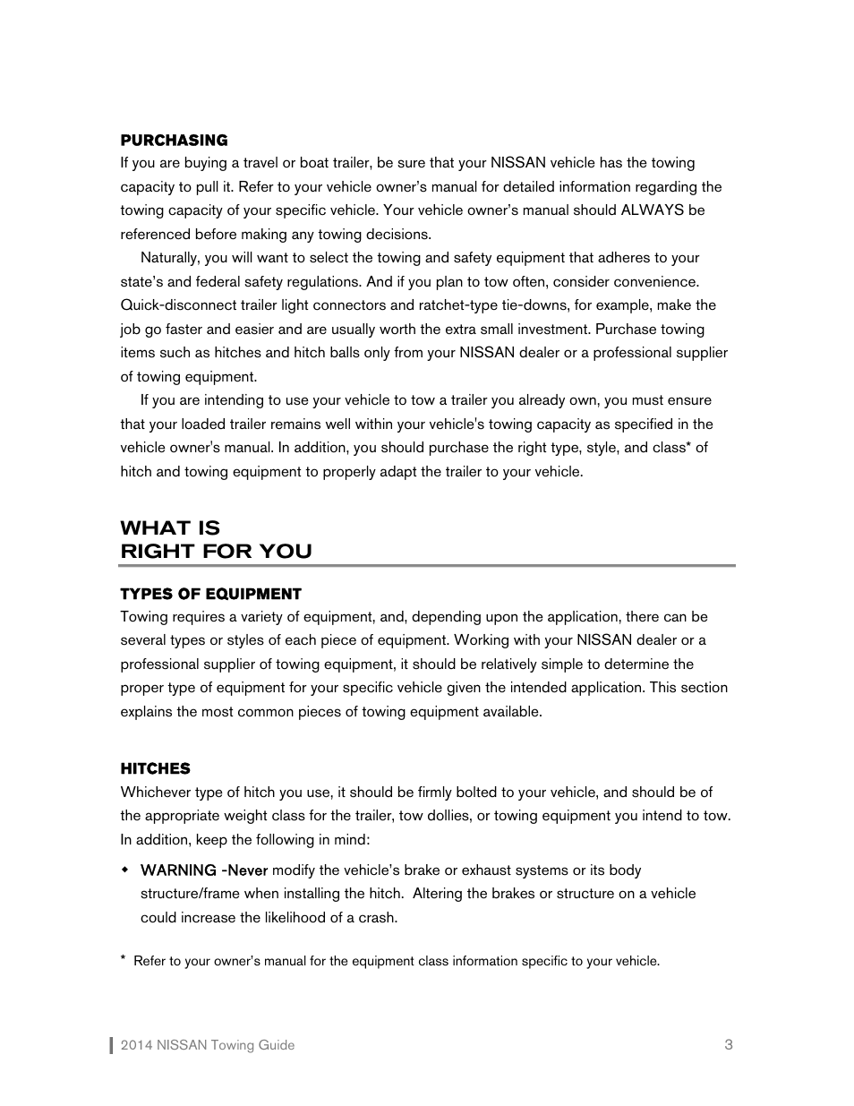 What is right for you | NISSAN 2014 Versa Note - Towing Guide User Manual | Page 4 / 27