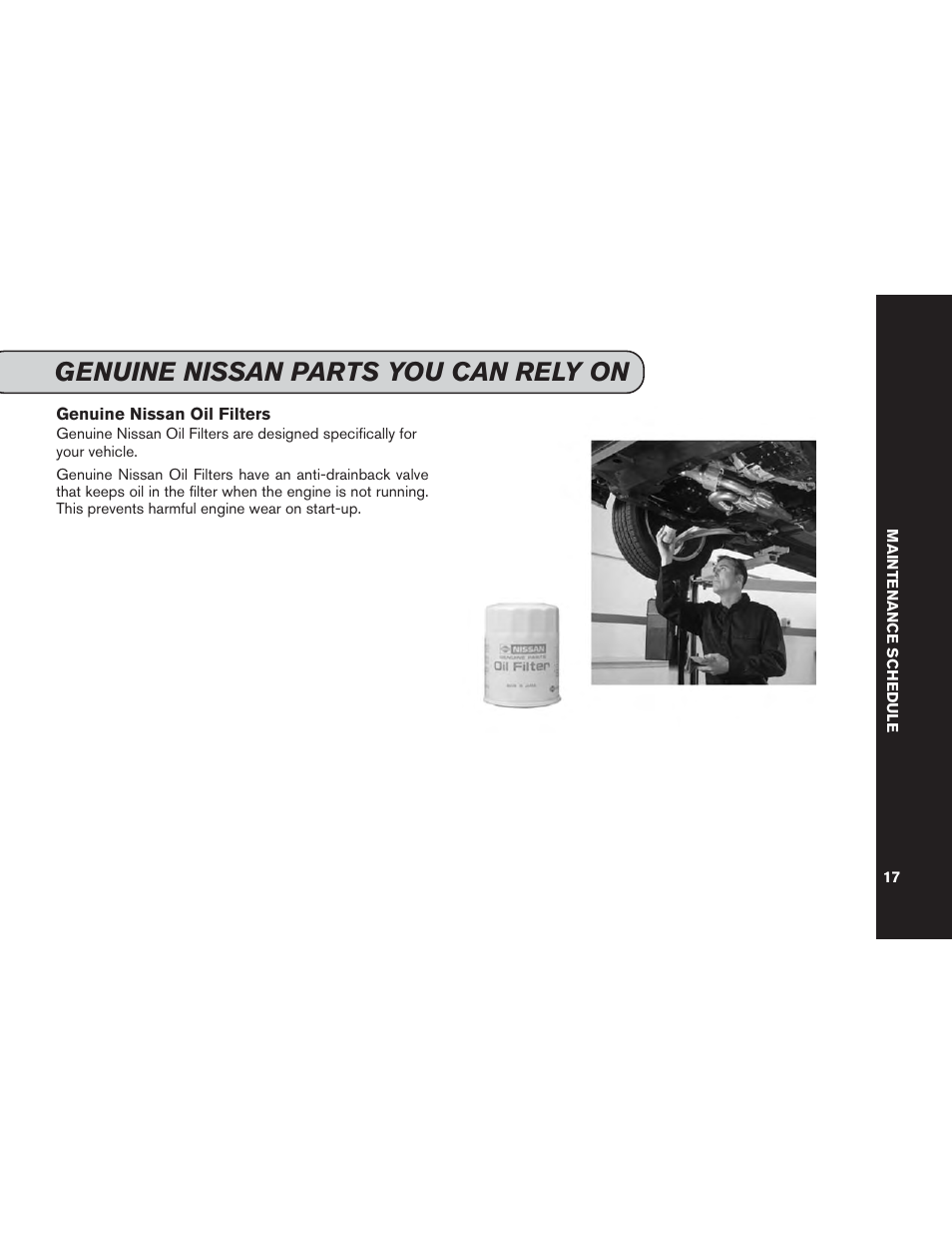 Genuine nissan parts you can rely on | NISSAN 2014 Versa Note - Service & Maintenance Guide User Manual | Page 19 / 69