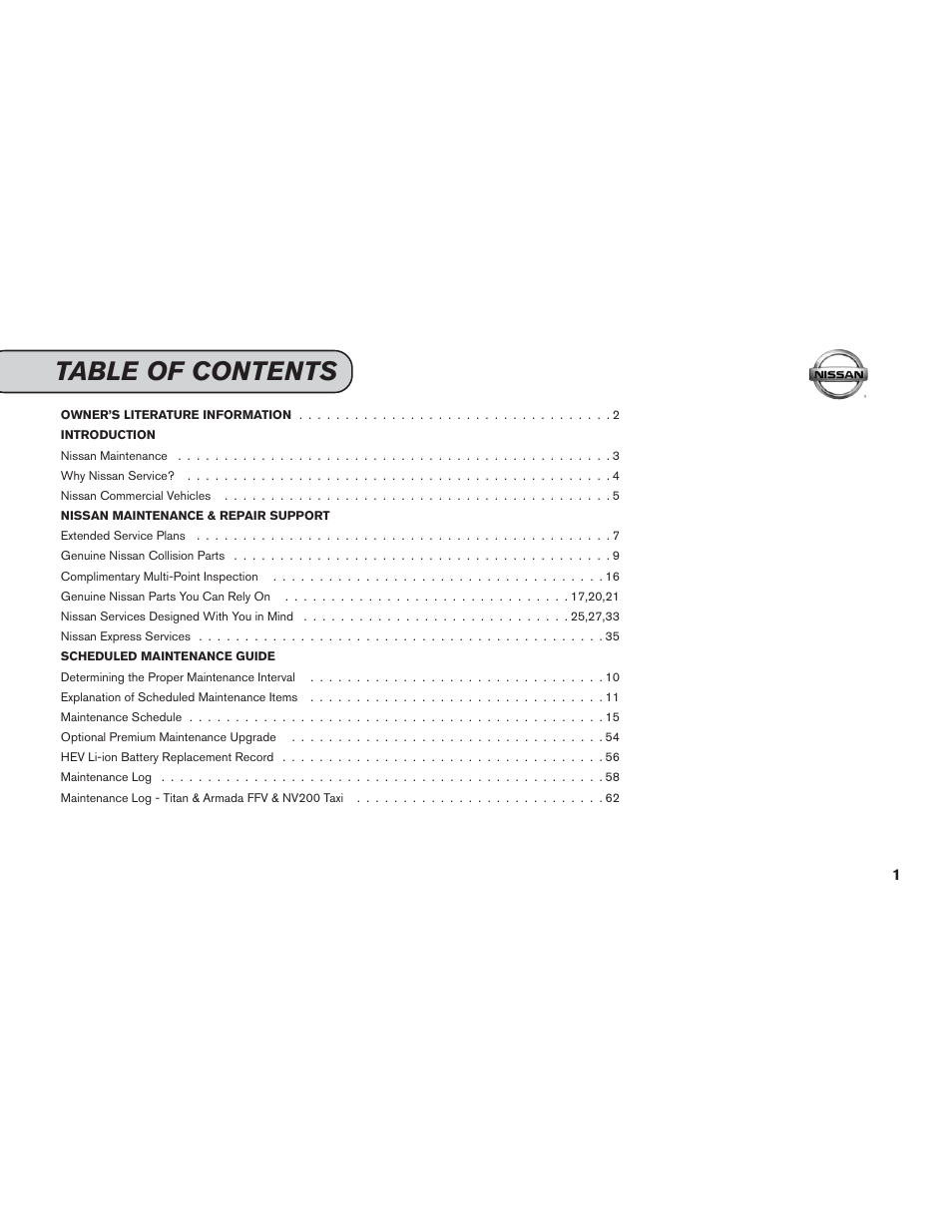 NISSAN 2014 Versa Note - Service & Maintenance Guide User Manual | Page 3 / 69