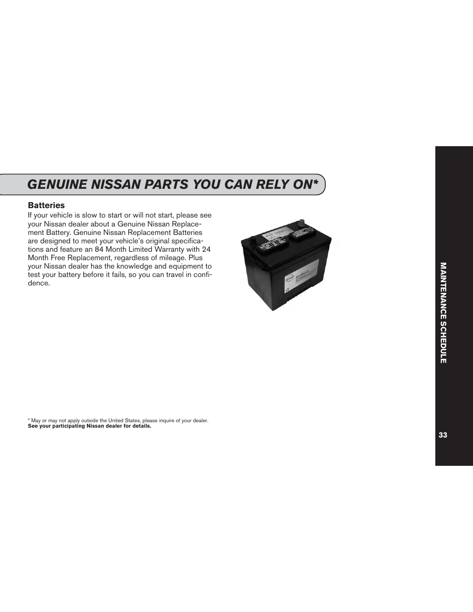 Genuine nissan parts you can rely on | NISSAN 2014 Versa Note - Service & Maintenance Guide User Manual | Page 35 / 69
